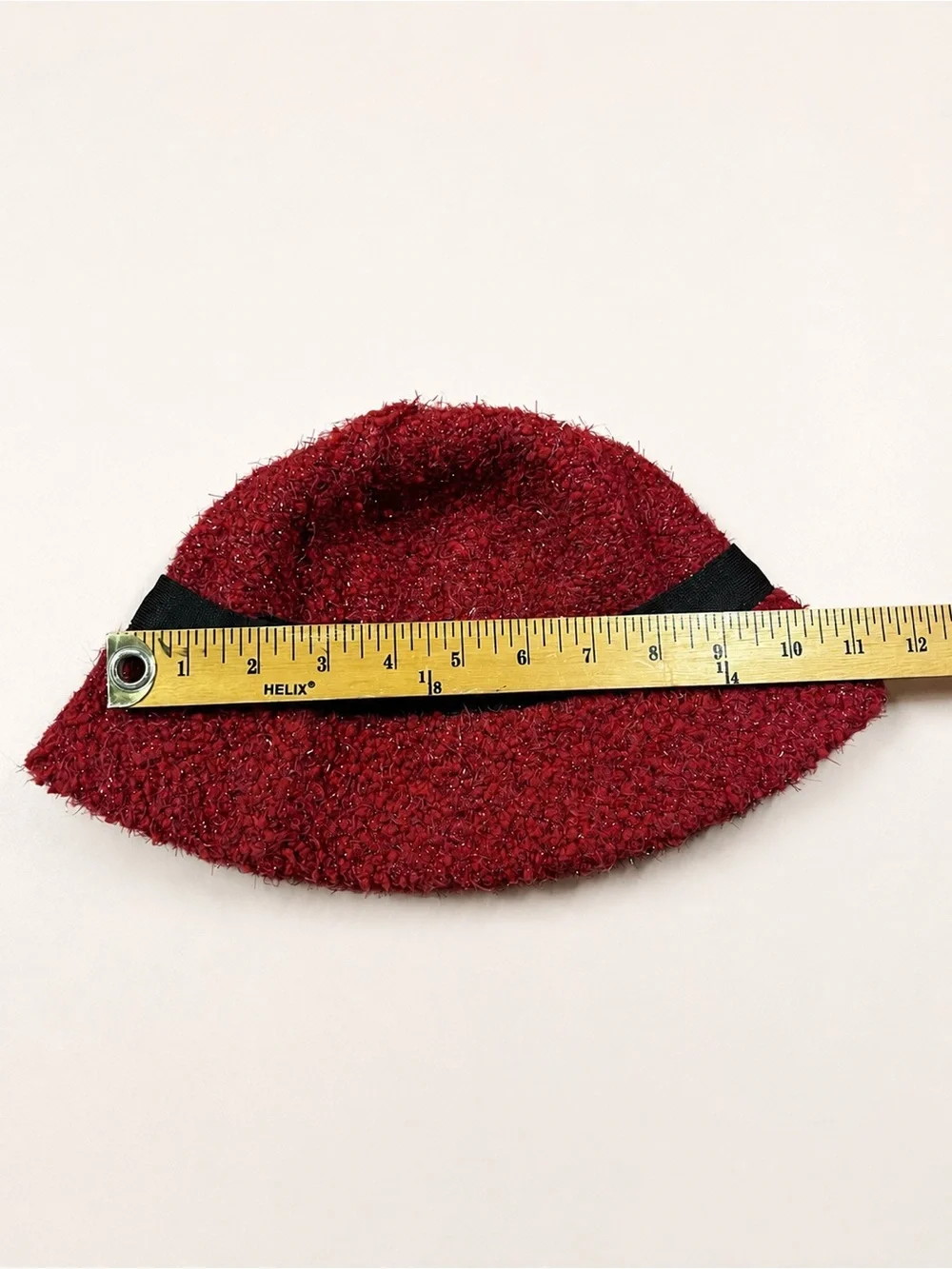 Cejon Red Sparkle Textured Bucket Hat Women’s Fuzzy Bouclé Cloche